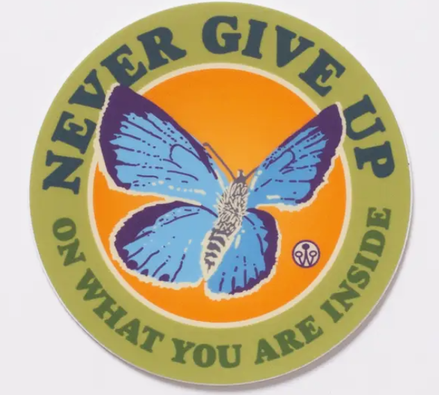 Never Give Up Butterfly Sticker