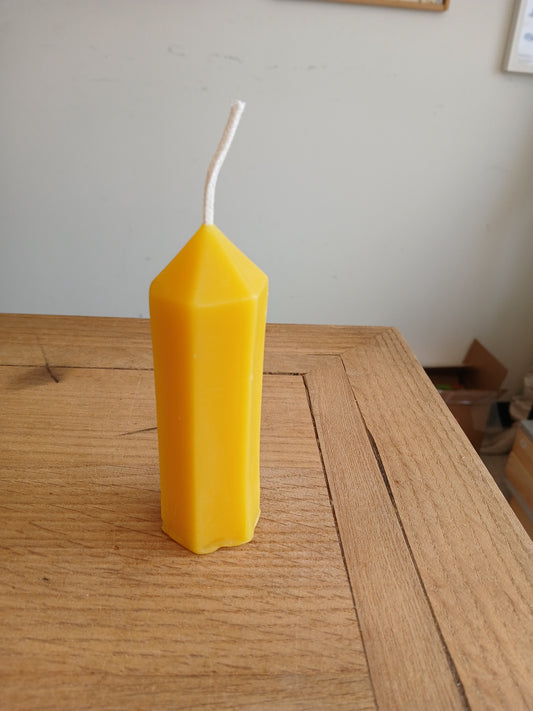Beeswax Candle- Small Hexagon Prism