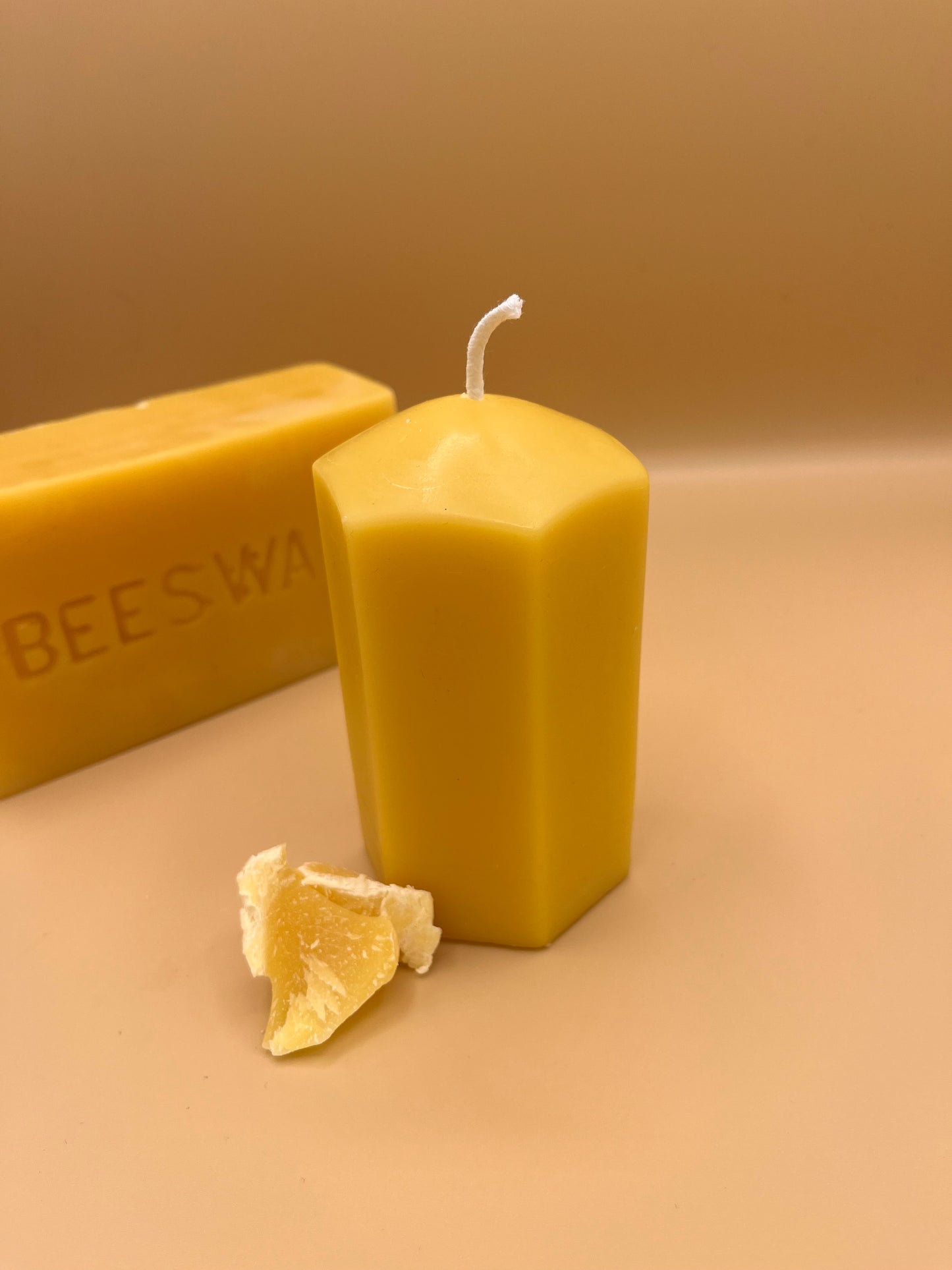 Hexagon Prism Beeswax Candle