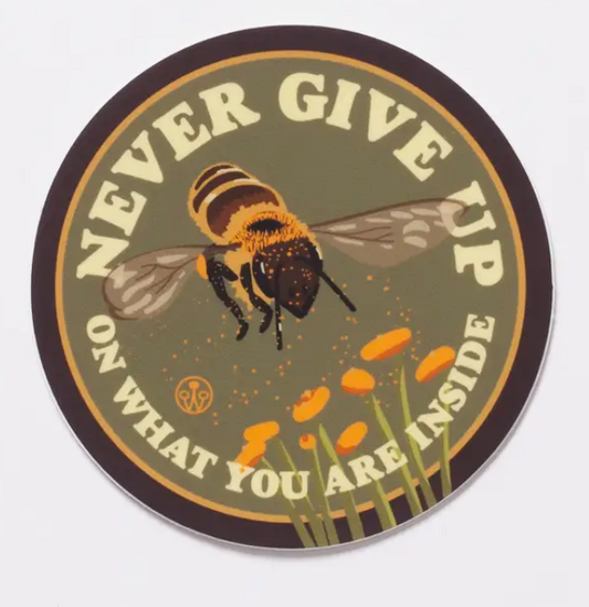 Never Give Up Bee Sticker